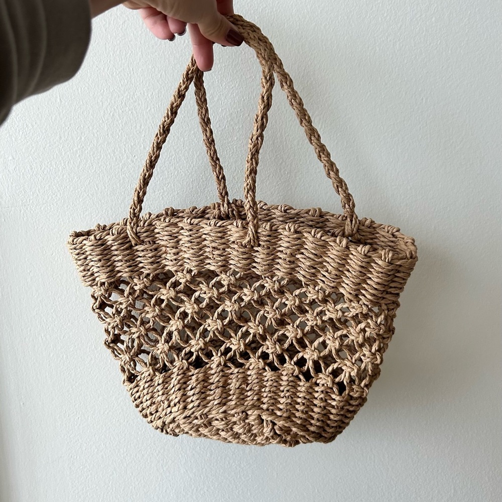 Forever 21 Mini Beach Straw Tote Bag Woven Detail